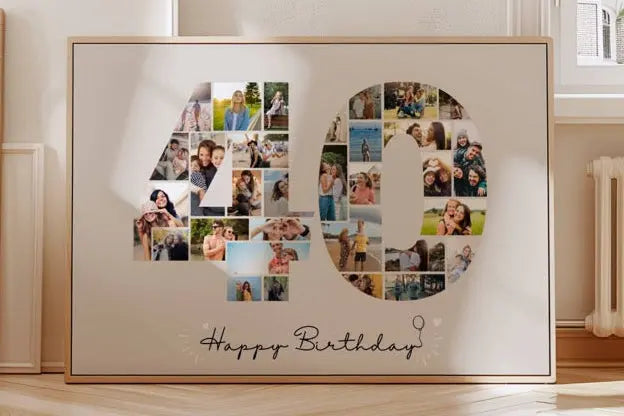 Affiche anniversaire 40 ans personnalisée encadrée décoration murale cadeau original
