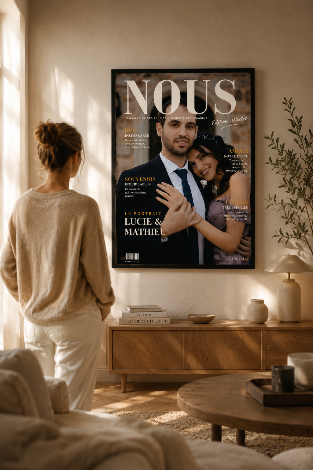 Affiche couple  personnalisée avec photos prête à offrir