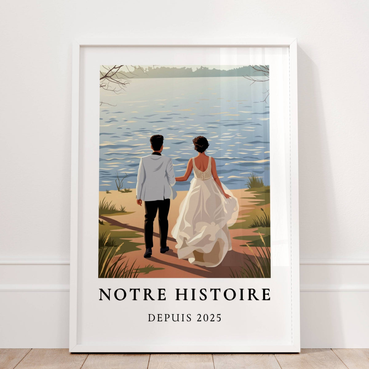Idée cadeau couple personnalisée – Affiche photo rétro avec titre sur mesure