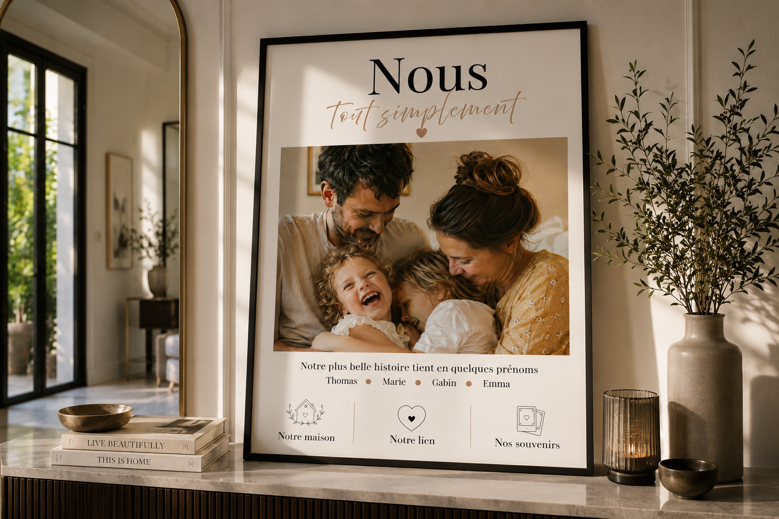 Affiche famille  personnalisée avec photos prête à offrir