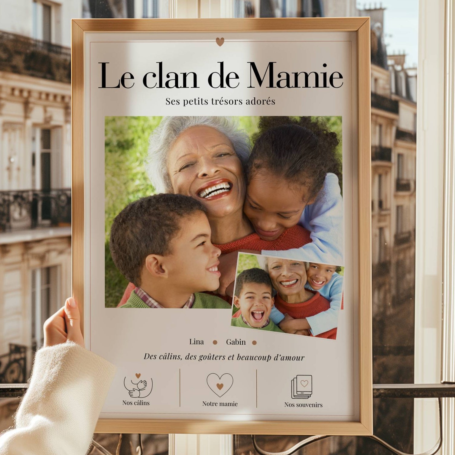 Grande photo sur affiche Le clan de Mamie personnalisée, cadeau tendre pour grand-mère