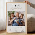 Affiche Papi tout simplement personnalisée avec photo tendre de papi et ses petits-enfants