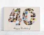 Affiche 40 ans personnalisée avec photos, idée cadeau anniversaire originale homme ou femme avec collage photo chiffre 40