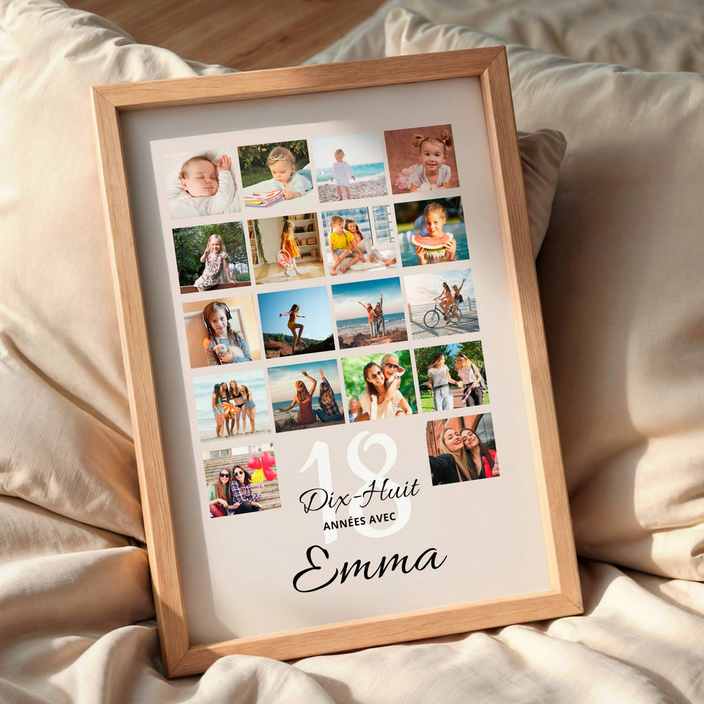 Affiche anniversaire 18 ans imprimée sur papier premium 250 g, impression HD de qualité, fabrication française