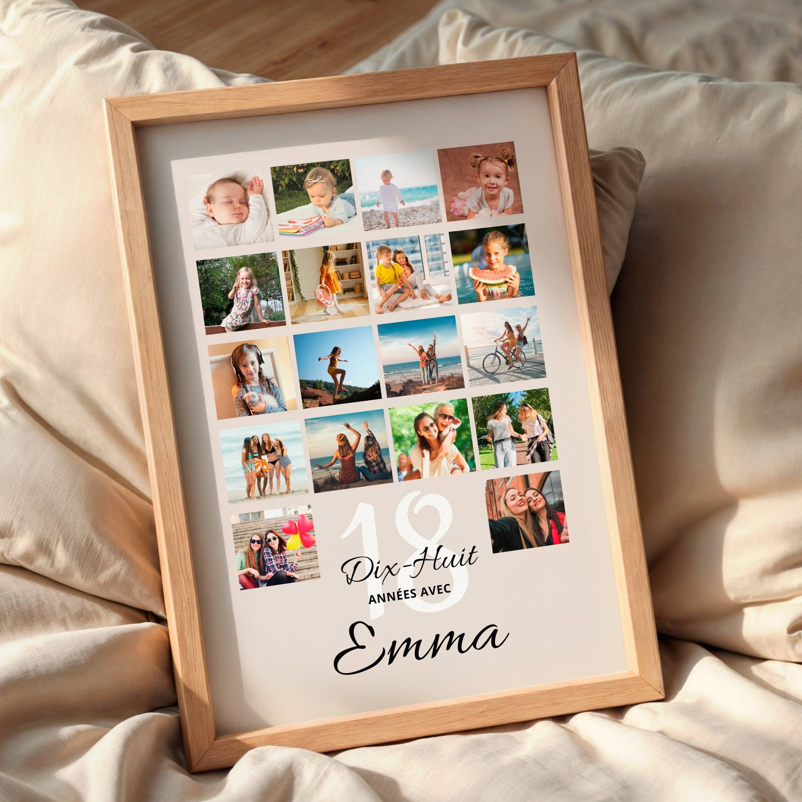 Affiche anniversaire 18 ans imprimée sur papier premium 250 g, impression HD de qualité, fabrication française