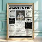 Affiche anniversaire 40 ans personnalisée style journal