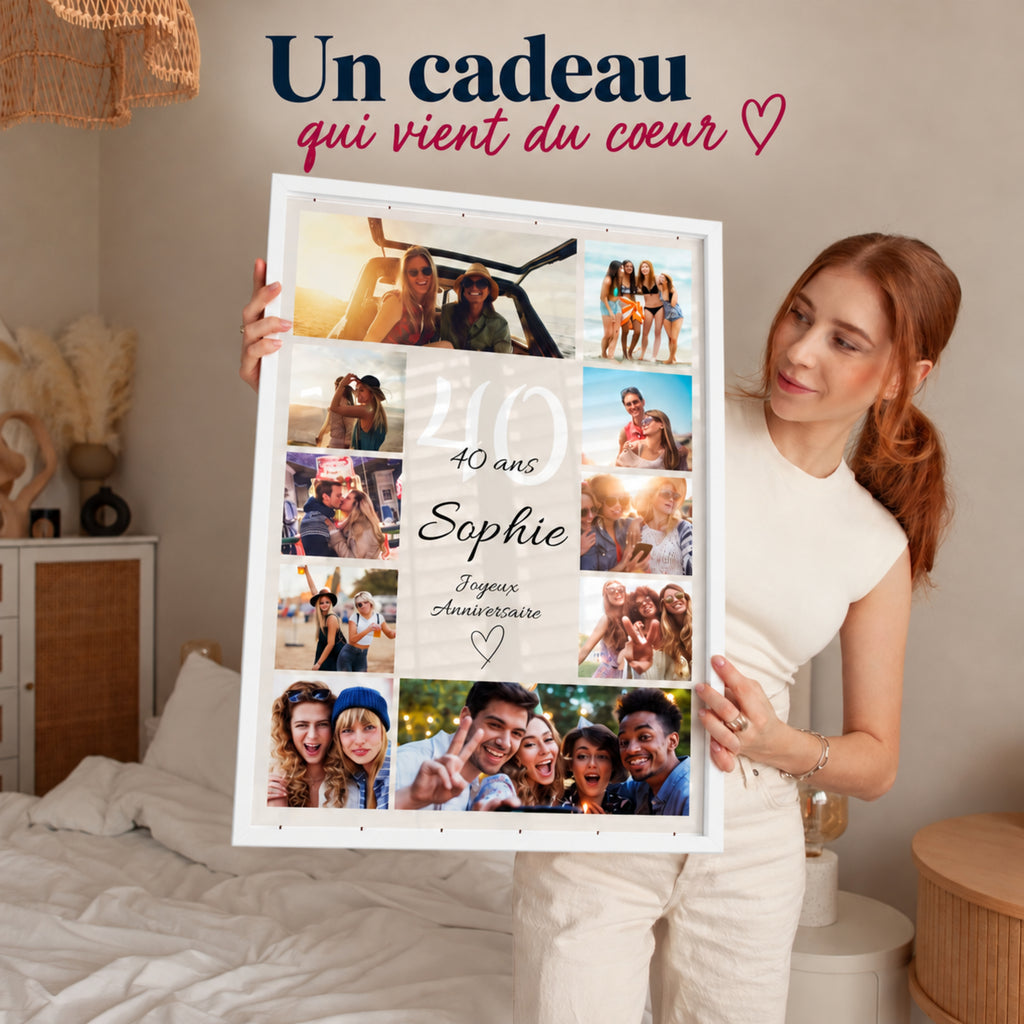 Affiche anniversaire 40 ans personnalisée avec photos