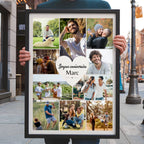 Cadeau anniversaire homme personnalisé avec collage photo et message unique.