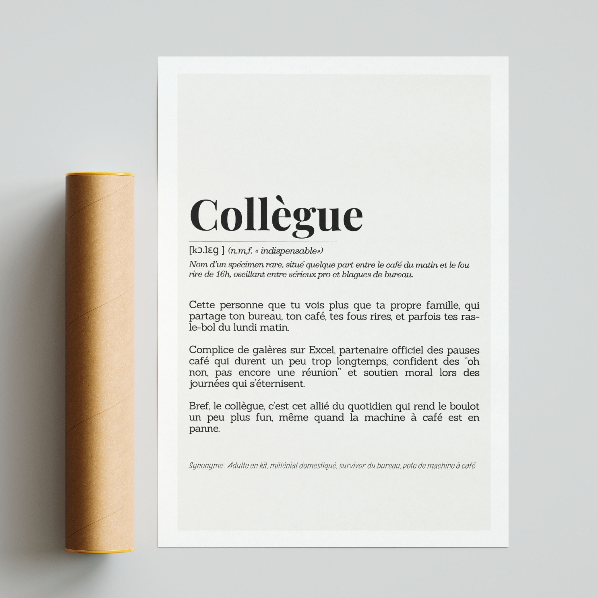 Affiche citation “Collègue” – style dictionnaire pour bureau