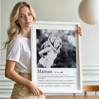 Affiche définition maman personnalisée avec photo mère et enfant idée cadeau fête des mères