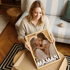 Cadeau maman personnalisé avec photo mère et enfant – affiche émotion famille