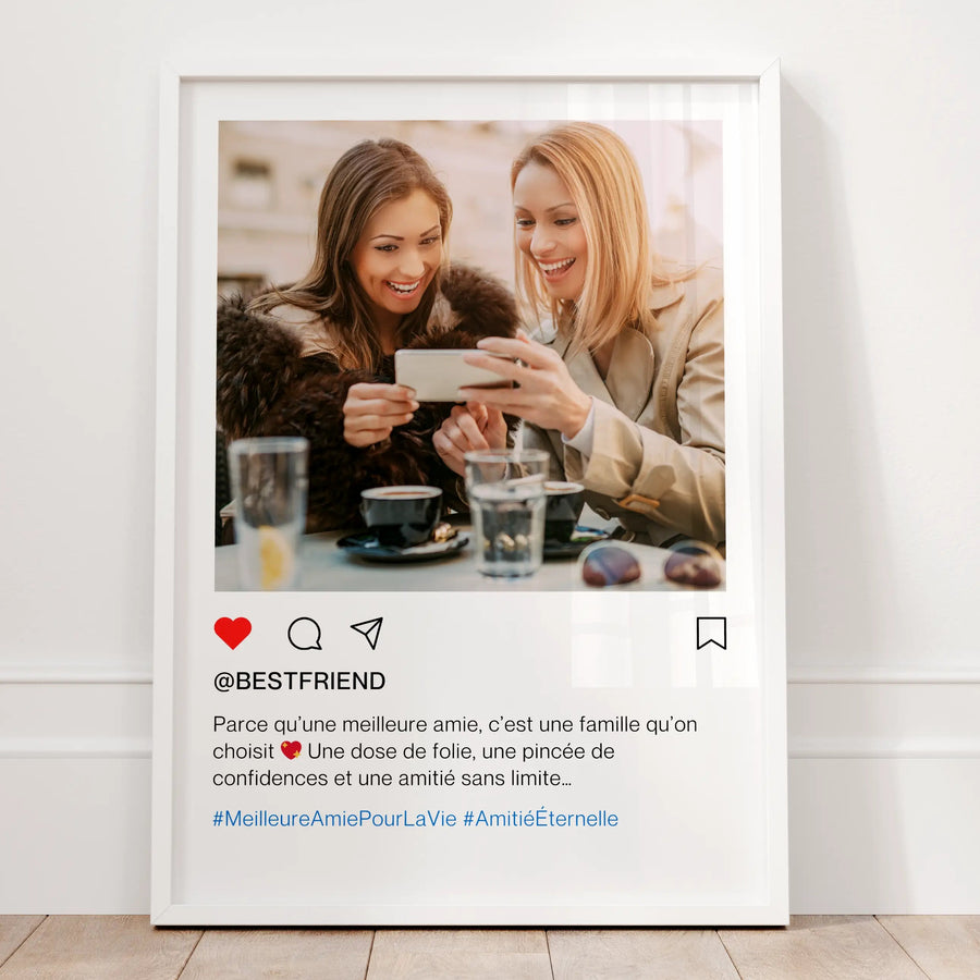 Cadeau meilleure amie personnalisé sous forme d'affiche Instagram avec photo et message d'amitié