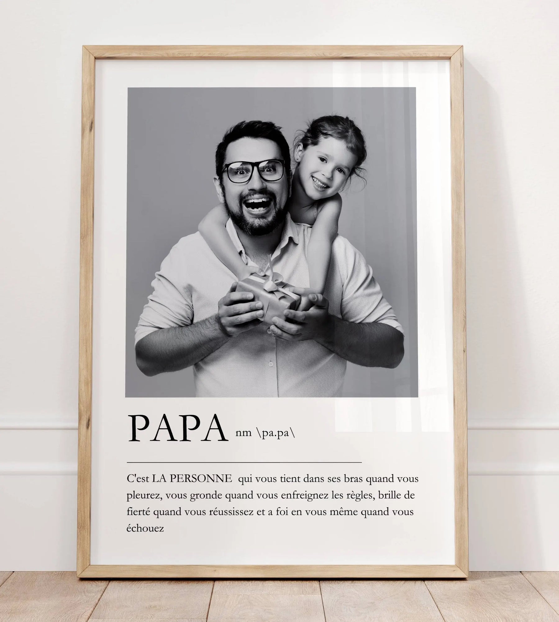 Poster Fête des Pères personnalisé – photo noir et blanc