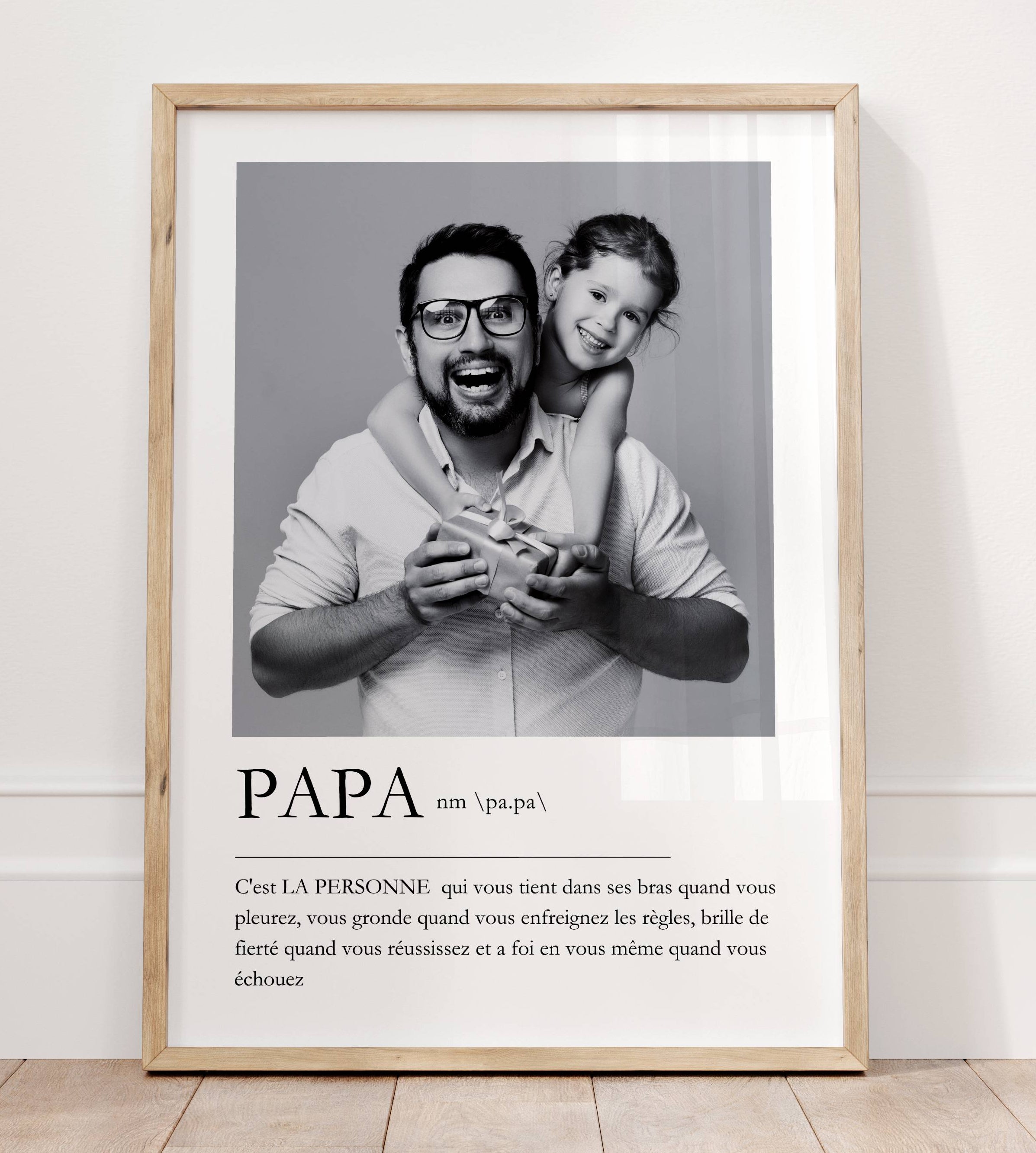 Poster Fête des Pères personnalisé – photo noir et blanc