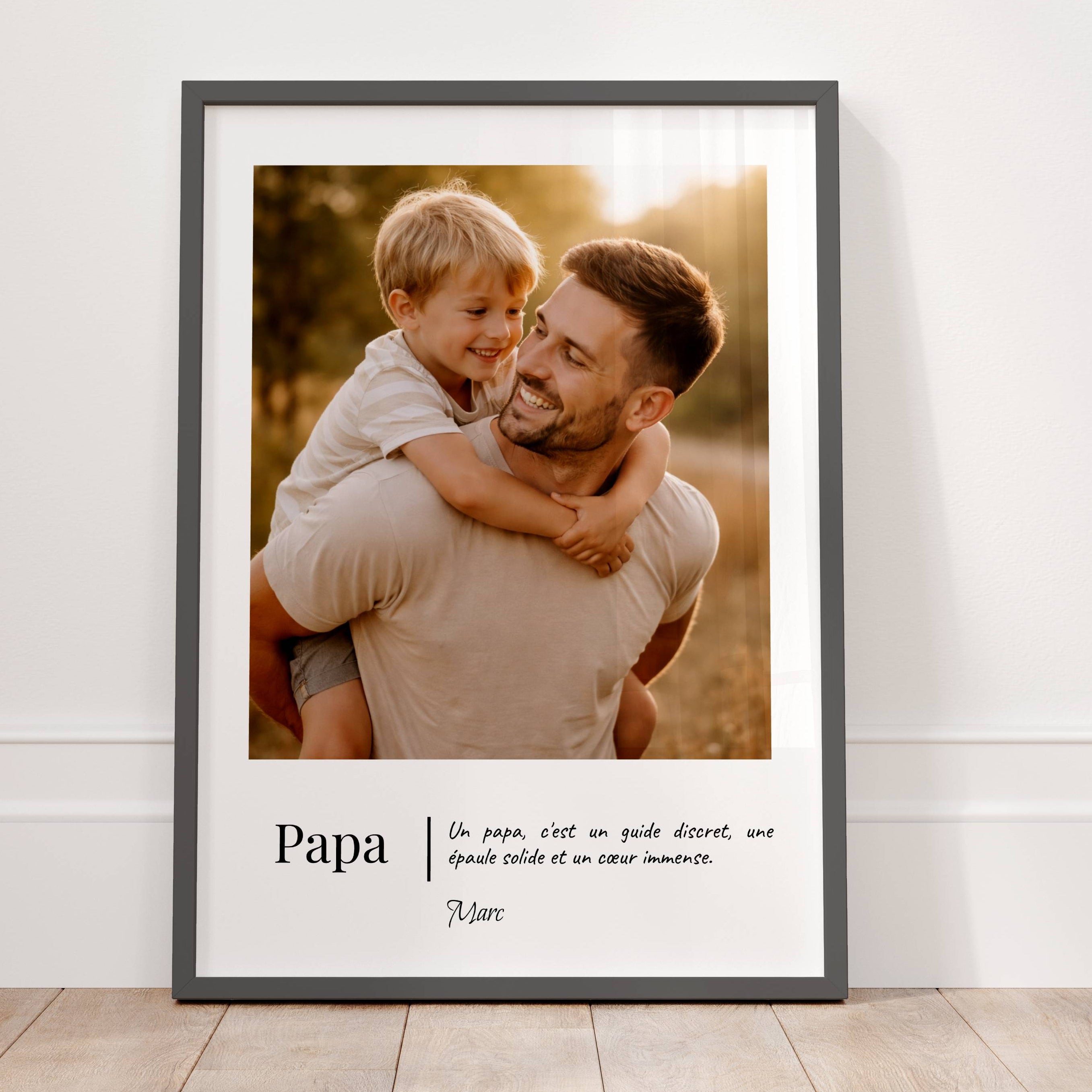 Affiche papa personnalisée avec photo et message cadeau fête des pères émotion