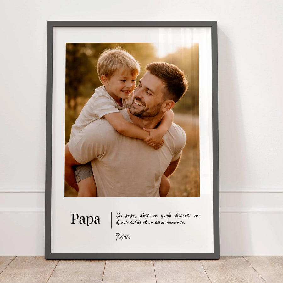 Affiche papa personnalisée avec photo et message cadeau fête des pères émotion