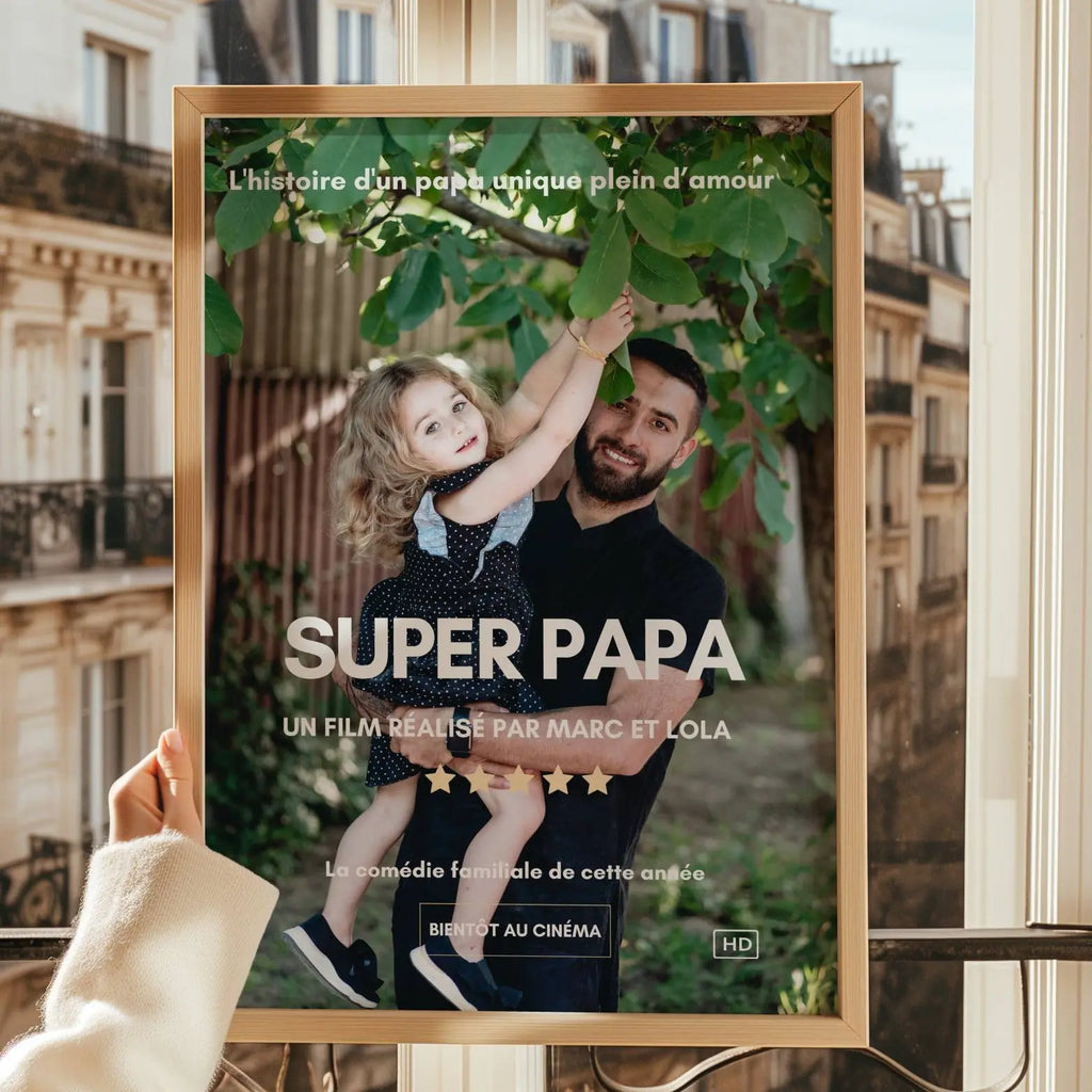 affiche cadeau papa original style cinéma personnalisée avec prénom et photo