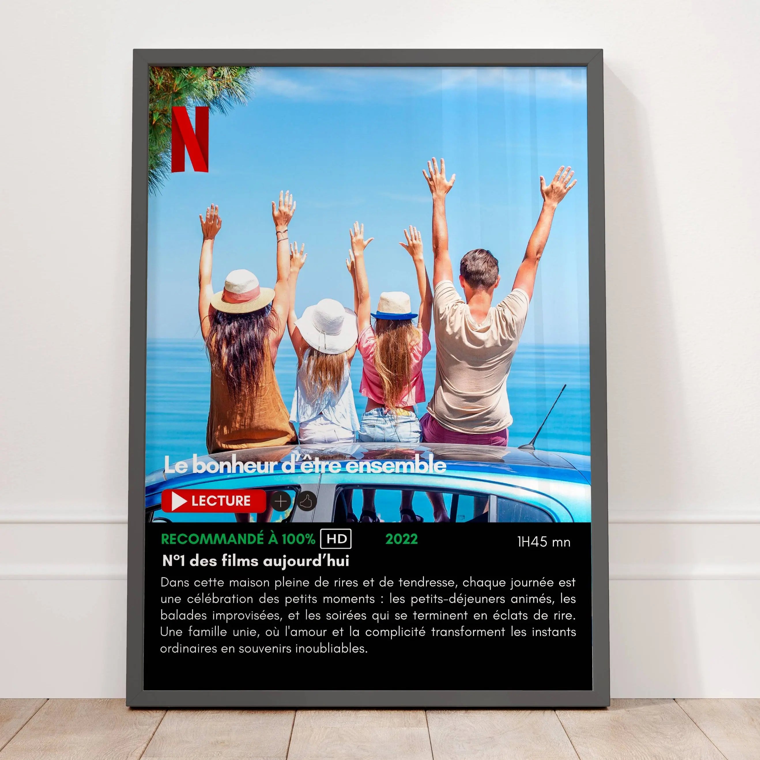 Cadeau parents personnalisé avec affiche photo style Netflix et souvenirs de famille pleins d’émotion