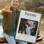 Cadeau parrain avec photo et prénoms, affiche personnalisée souvenir