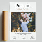 Cadeau baptême parrain avec affiche personnalisée et photo souvenir