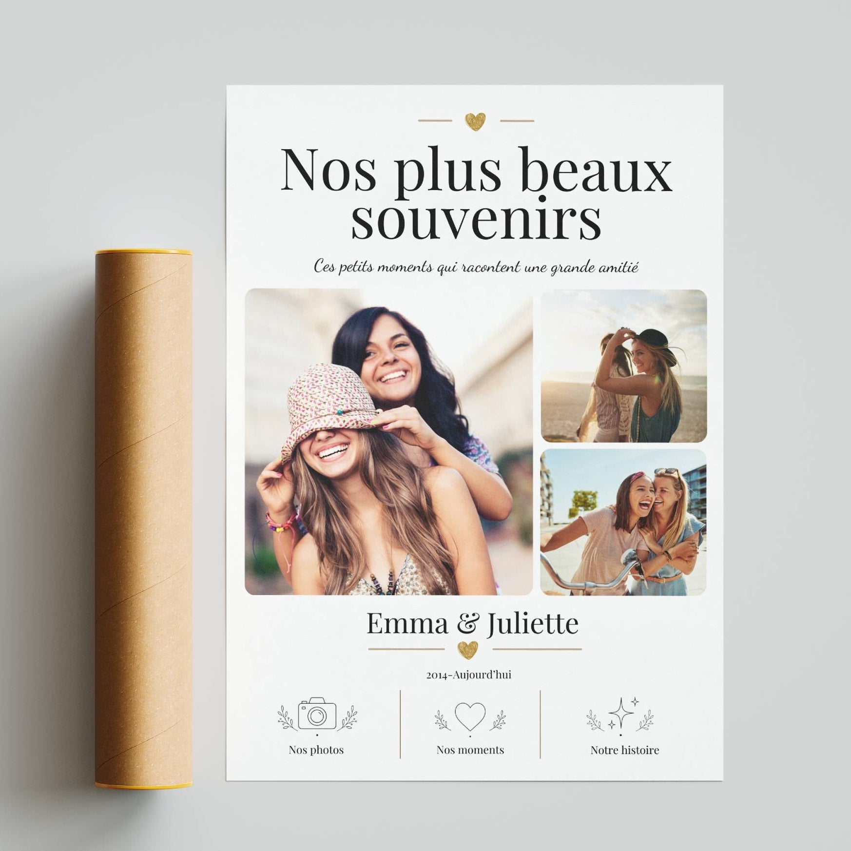 Cadeau souvenir meilleure amie avec affiche personnalisée photo, une idée tendre pour offrir une émotion inoubliable