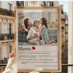 Affiche définition Mamie encadrée, décoration murale élégante et familiale