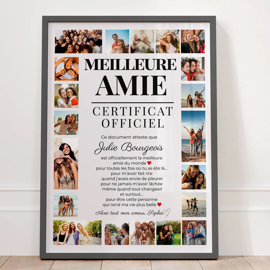 Affiche meilleure amie personnalisée encadrée décoration murale cadeau original
