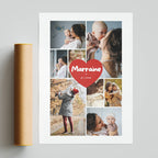 Collage de photos souvenirs entre une marraine et son filleul sur affiche personnalisée pleine d'émotion