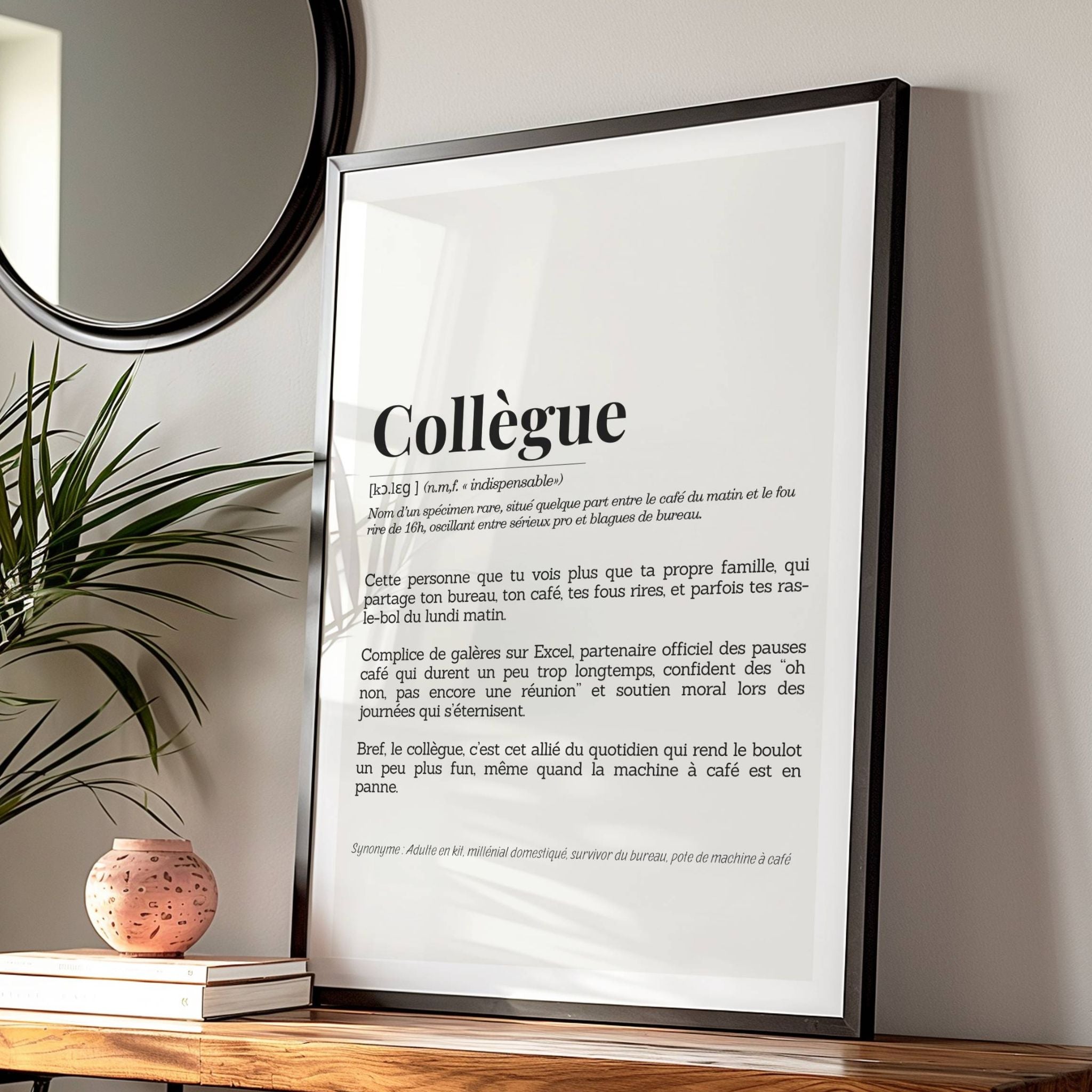 Idée cadeau coworker – affiche “Collègue” encadrée