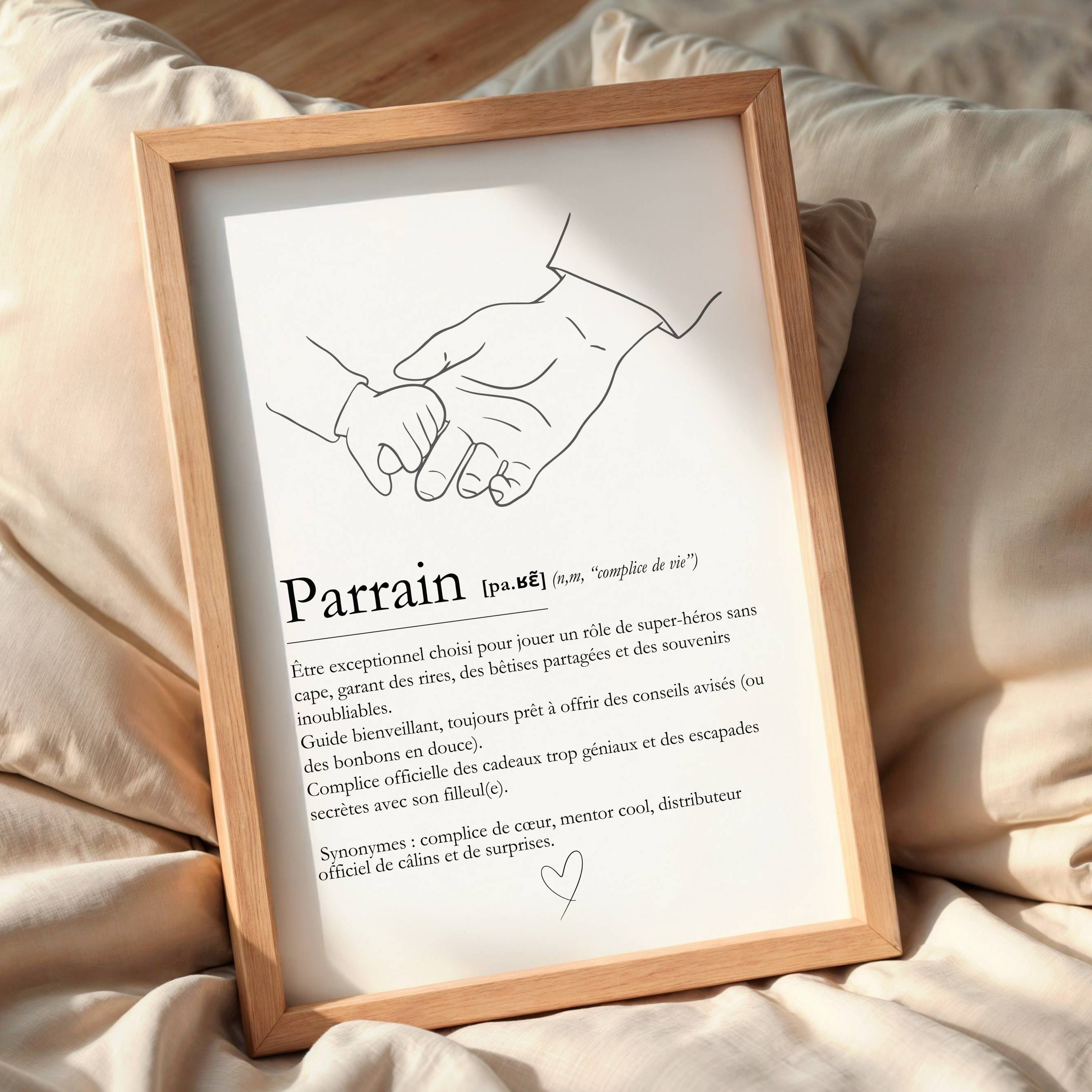 Définition du parrain sur affiche personnalisée cadeau baptême