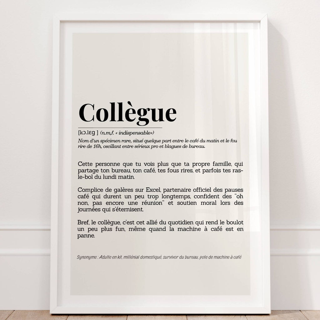 Détail affiche bureau – définition drôle “collègue”
