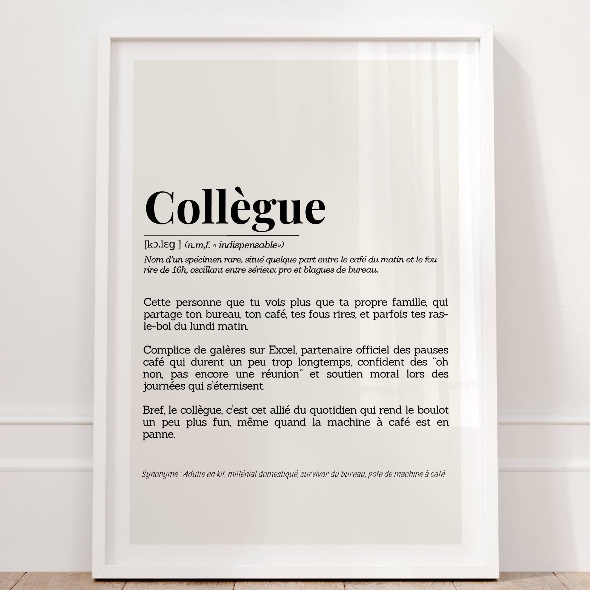 Détail affiche bureau – définition drôle “collègue”
