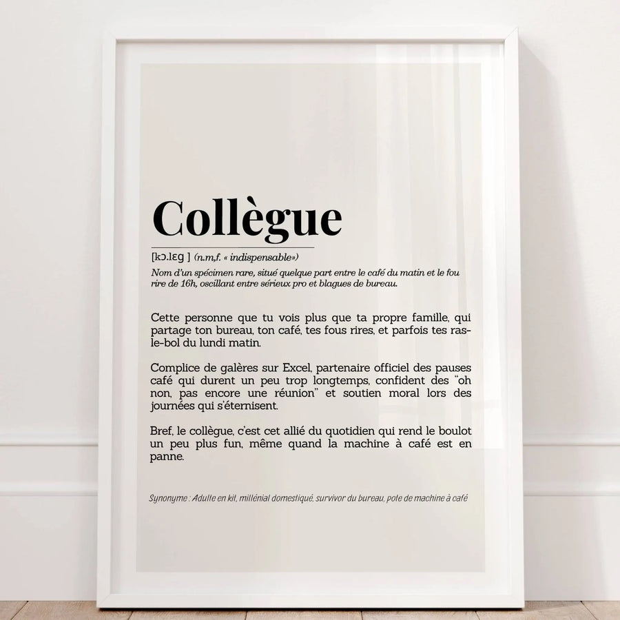 Détail affiche bureau – définition drôle “collègue”