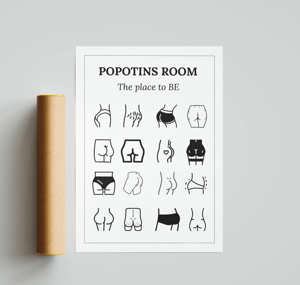 Affiche humour toilettes – Popotins Room (déco WC)
