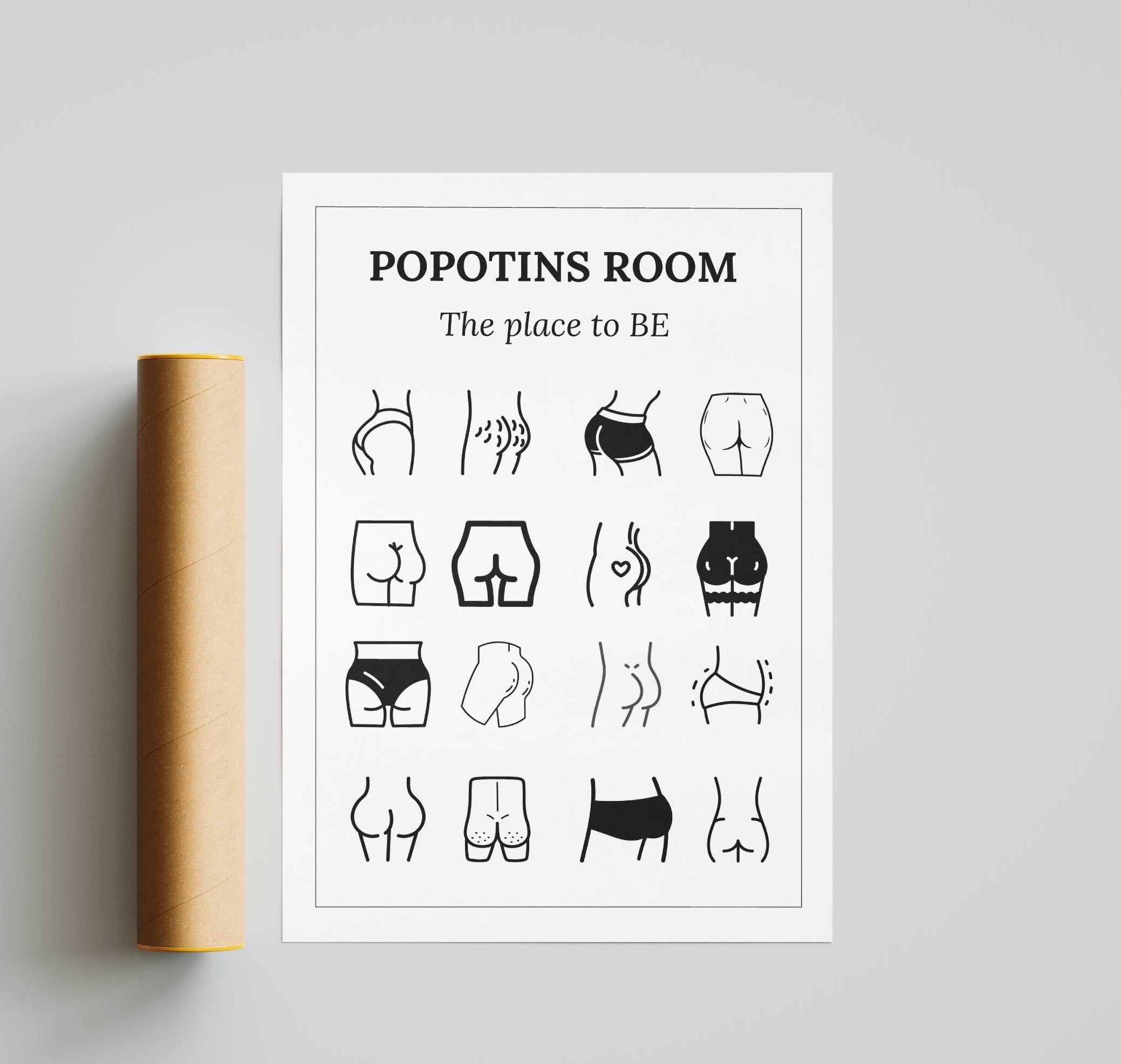 Affiche humour toilettes – Popotins Room (déco WC)