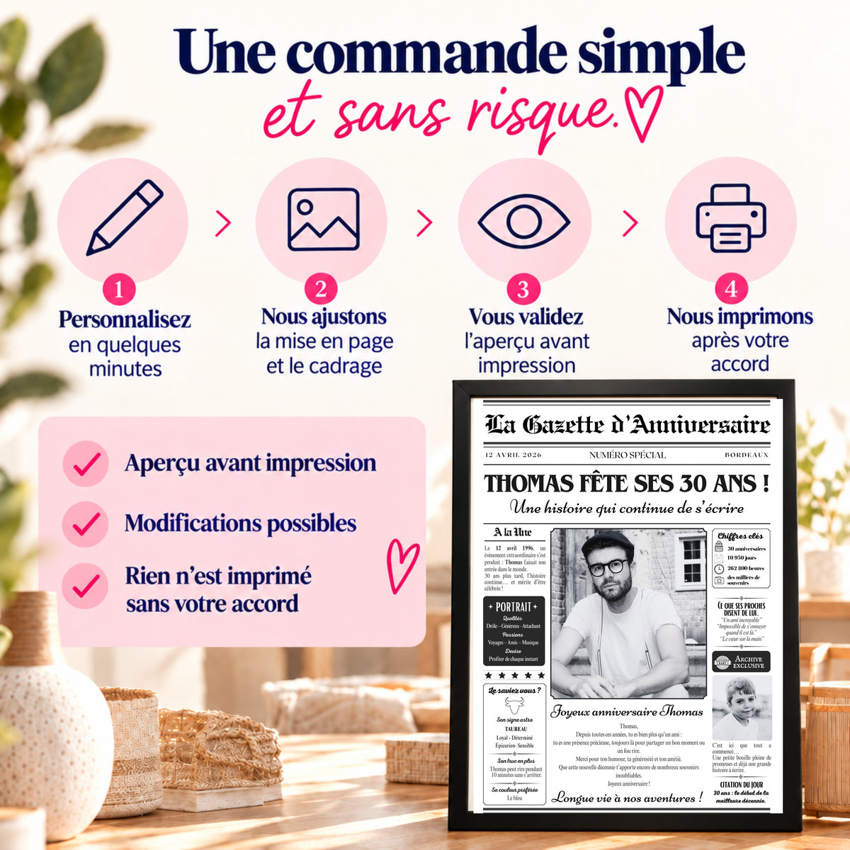 Cadeau 30 ans personnalisé homme – Gazette anniversaire avec photos