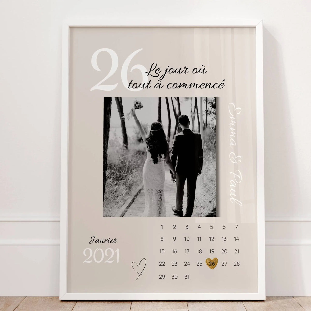 Affiche date importante couple personnalisée
