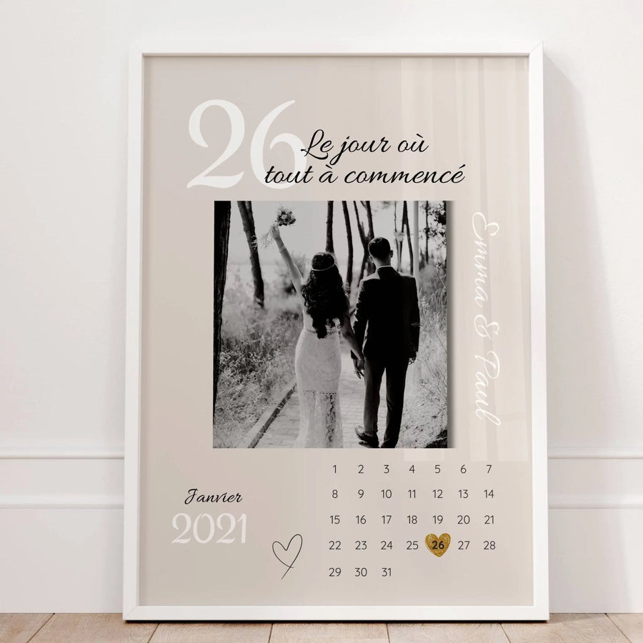 Affiche couple personnalisée – Anniversaire mariage, date de rencontre