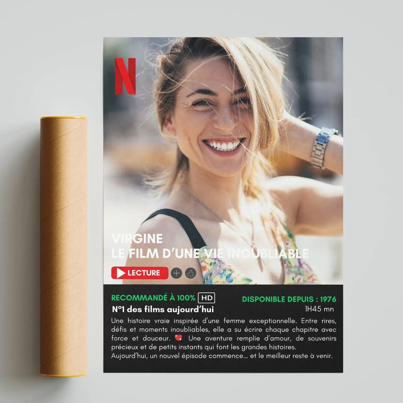 Idée cadeau femme originale affiche Netflix personnalisée avec photo pour un anniversaire mémorable