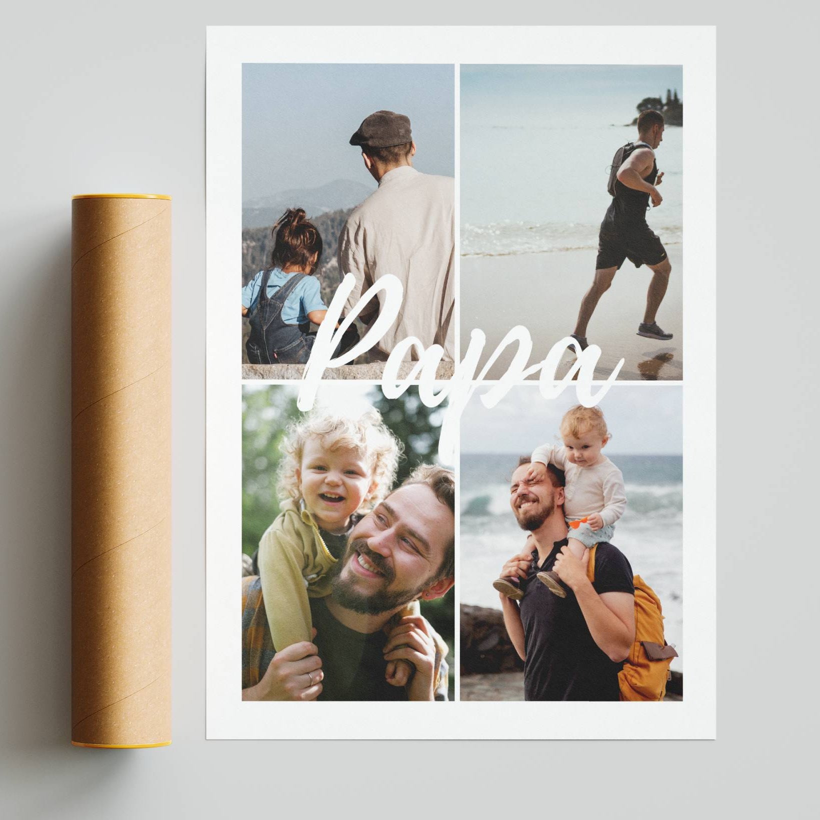 Idée cadeau fête des pères avec affiche photo personnalisée papa et enfants