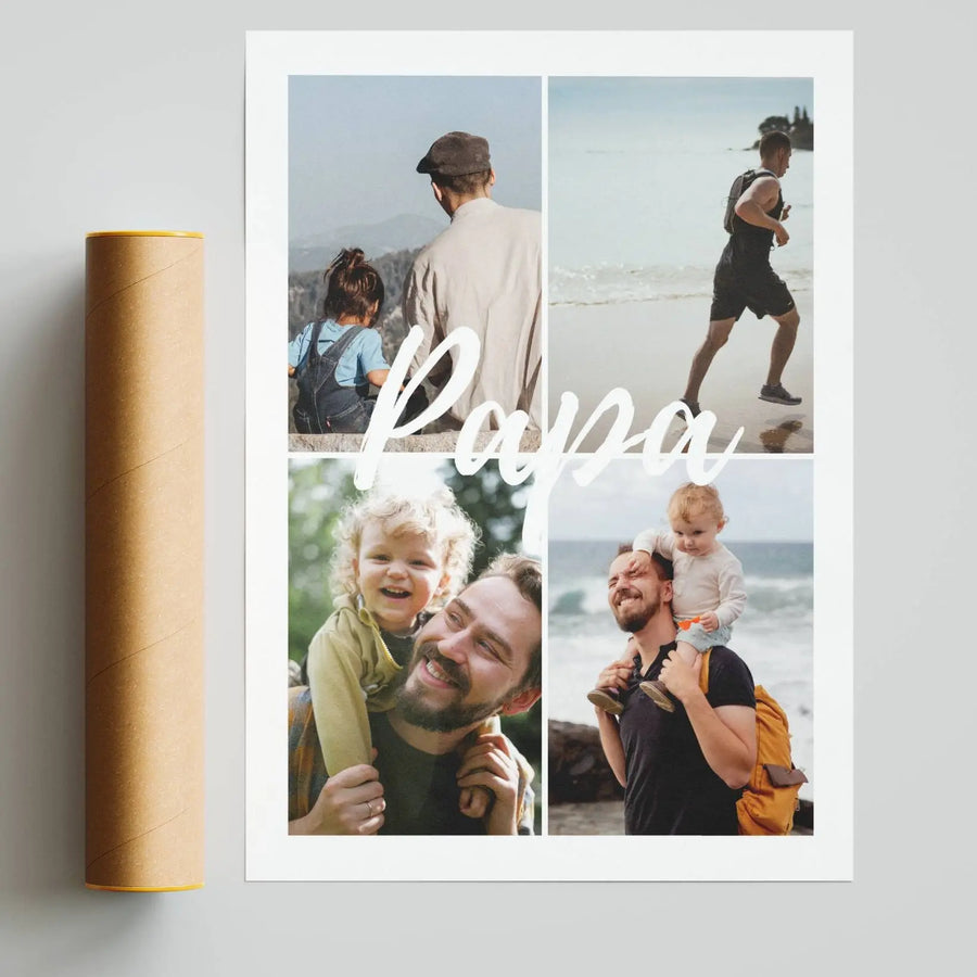 Idée cadeau fête des pères avec affiche photo personnalisée papa et enfants