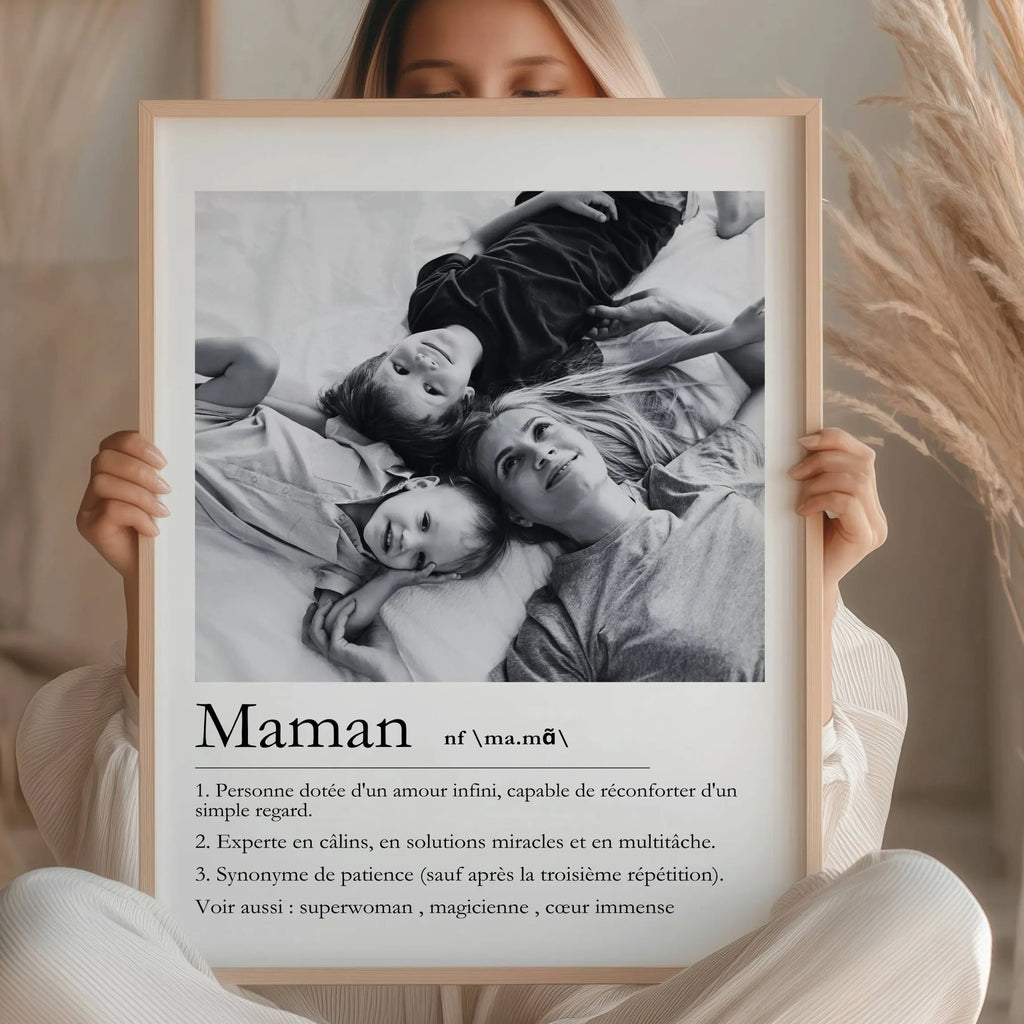 Affiche maman personnalisée avec photo et texte définition cadeau fête des mères