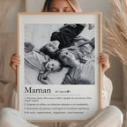 Affiche maman personnalisée avec photo et texte définition cadeau fête des mères