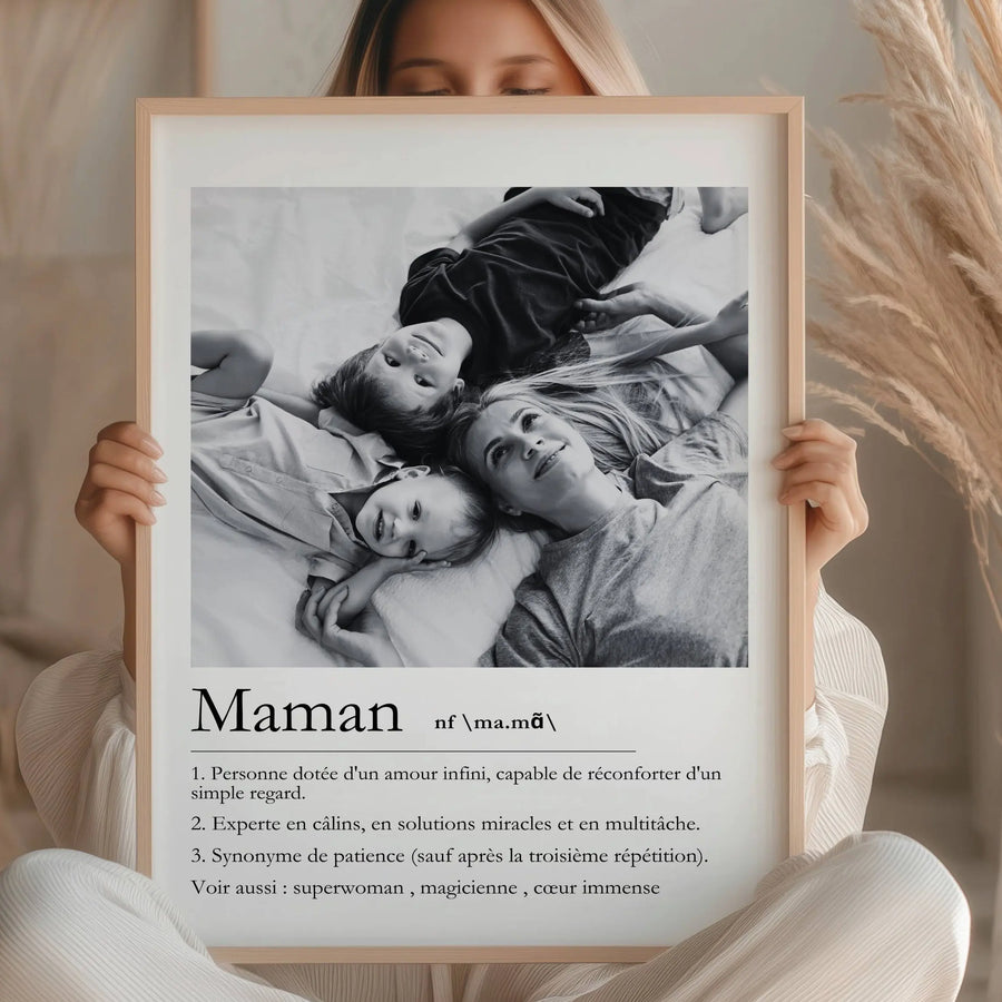 Affiche maman personnalisée avec photo et texte définition cadeau fête des mères