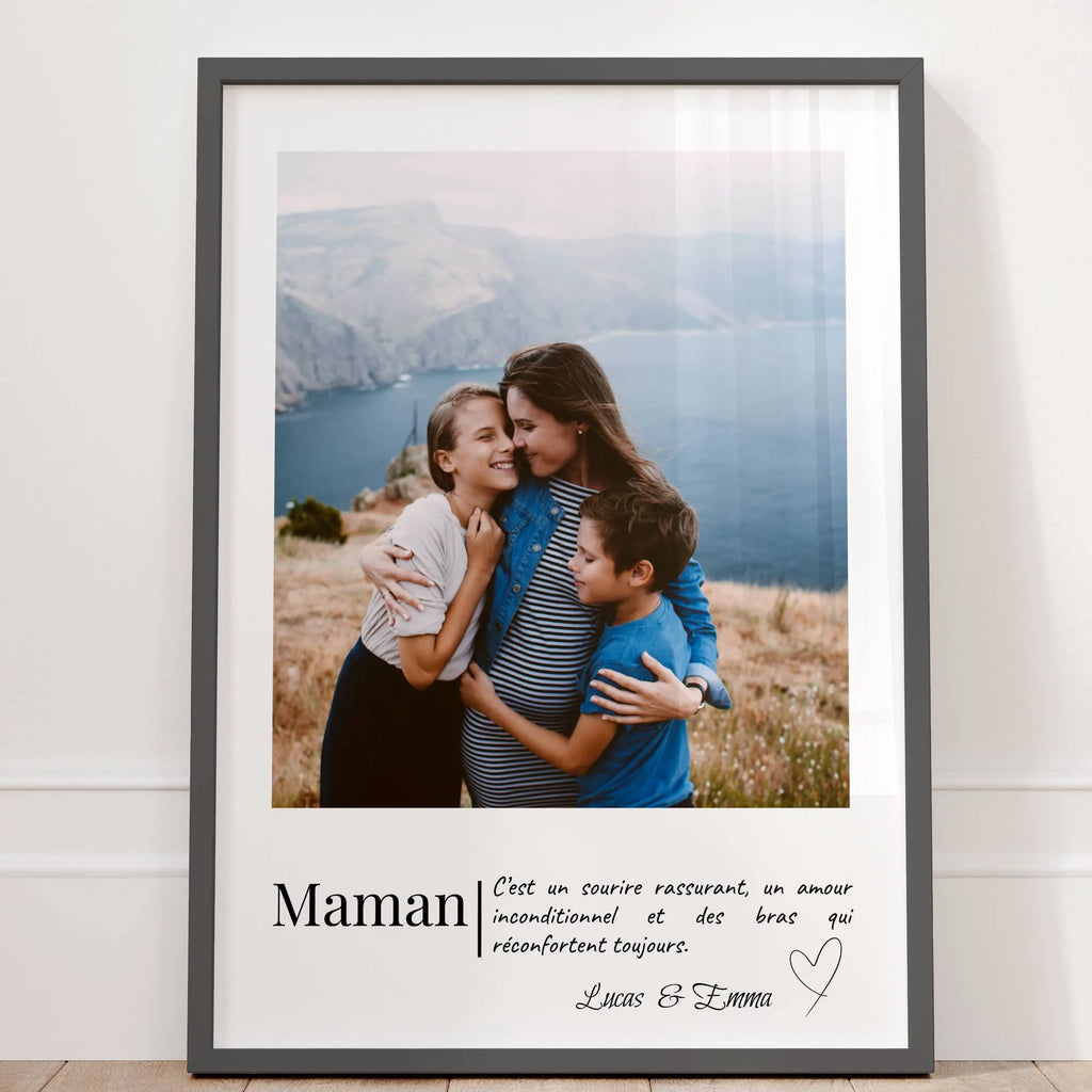 Idée cadeau maman avec affiche photo personnalisée et message d’amour