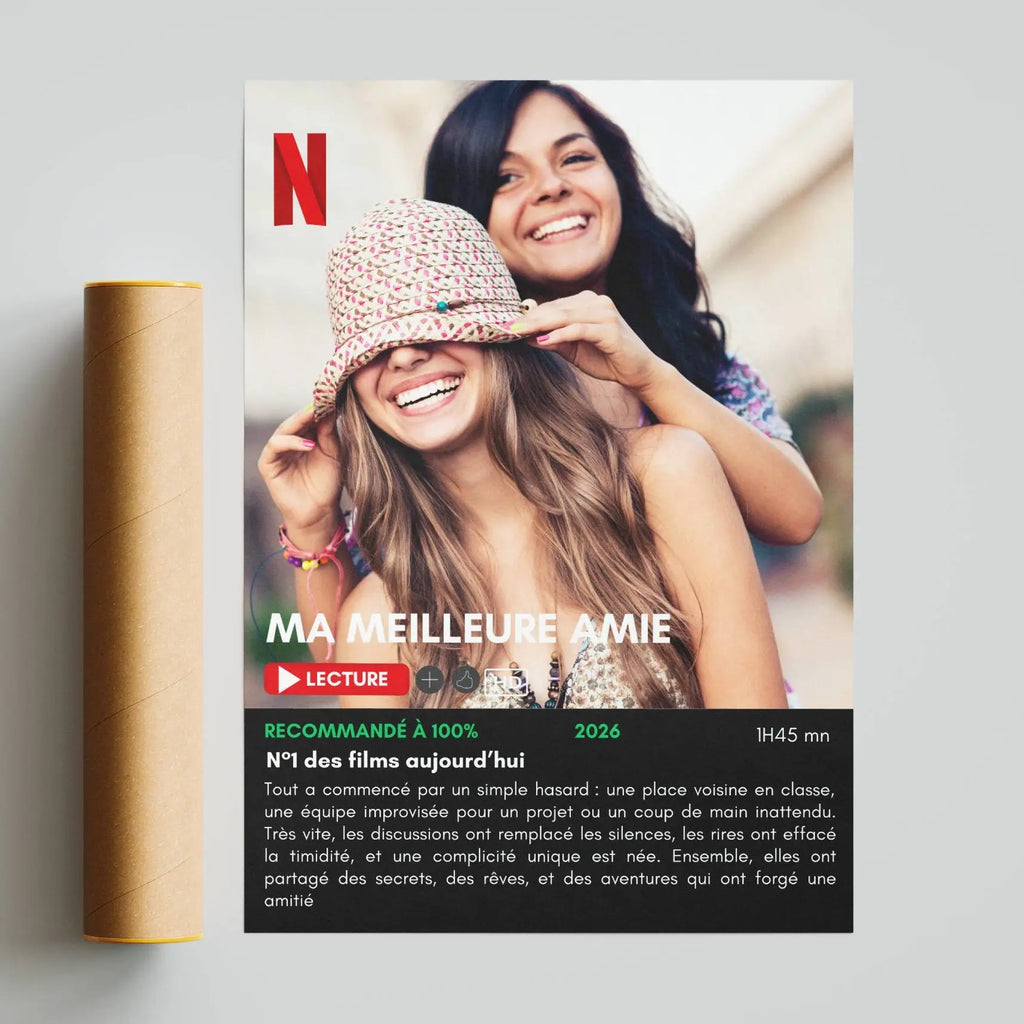 Idée cadeau originale meilleure amie affiche personnalisée style Netflix