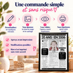 Étapes de personnalisation du journal 20 ans avec aperçu et modifications possibles avant impression