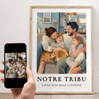 Transformation d'une photo de famille en illustration vintage personnalisée