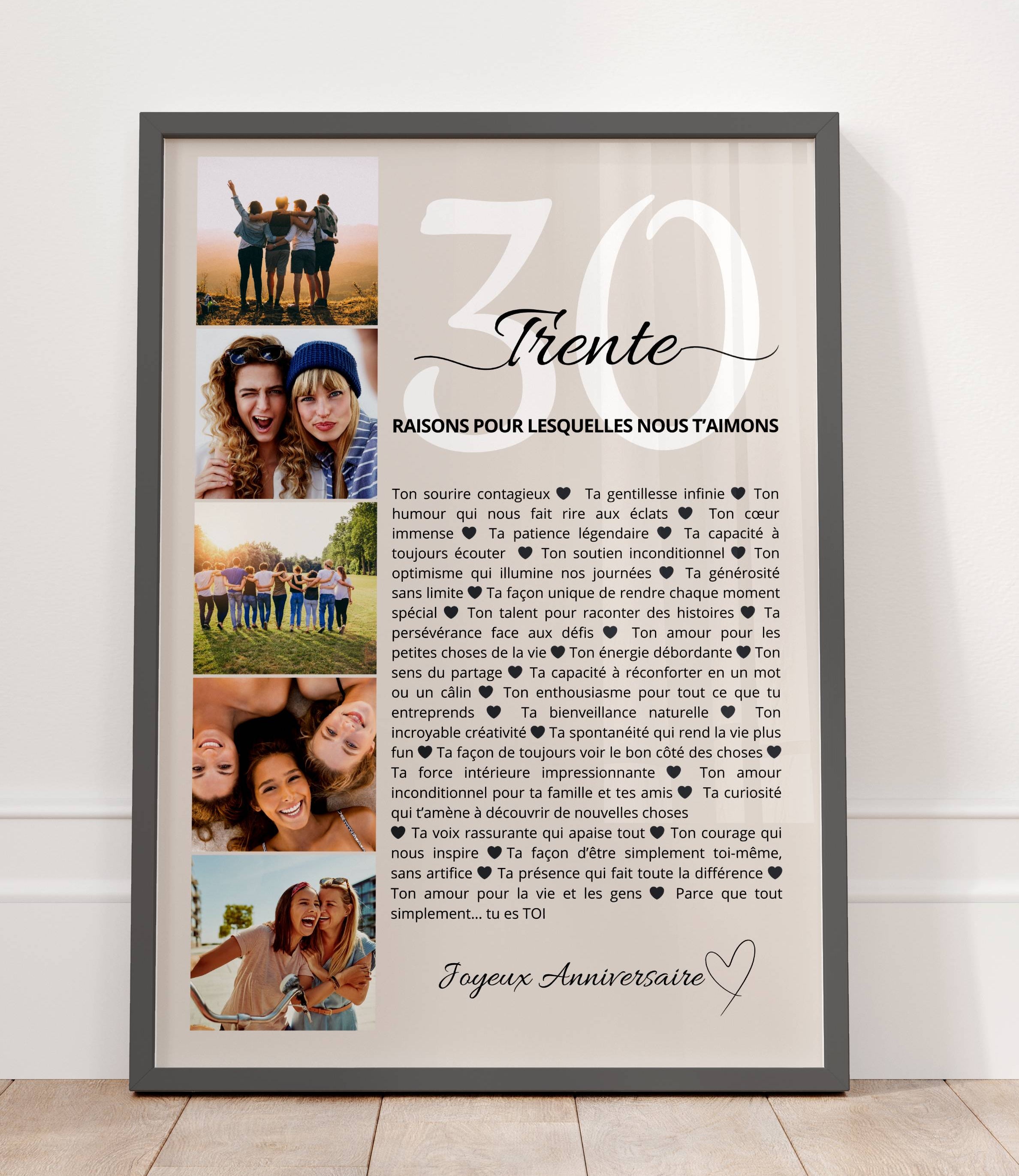 Affiche 30 ans personnalisée