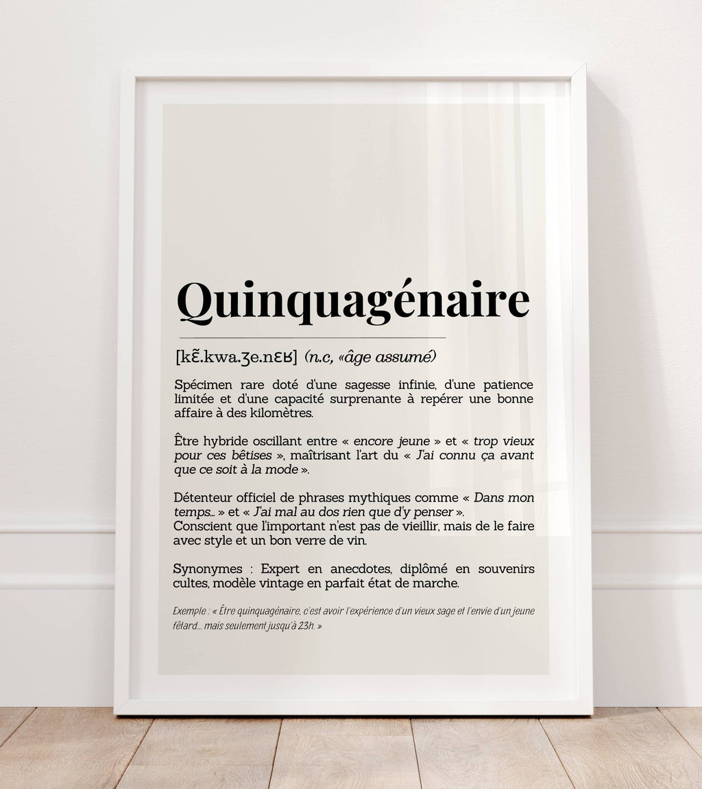 Idée cadeau 50 ans original – affiche à encadrer